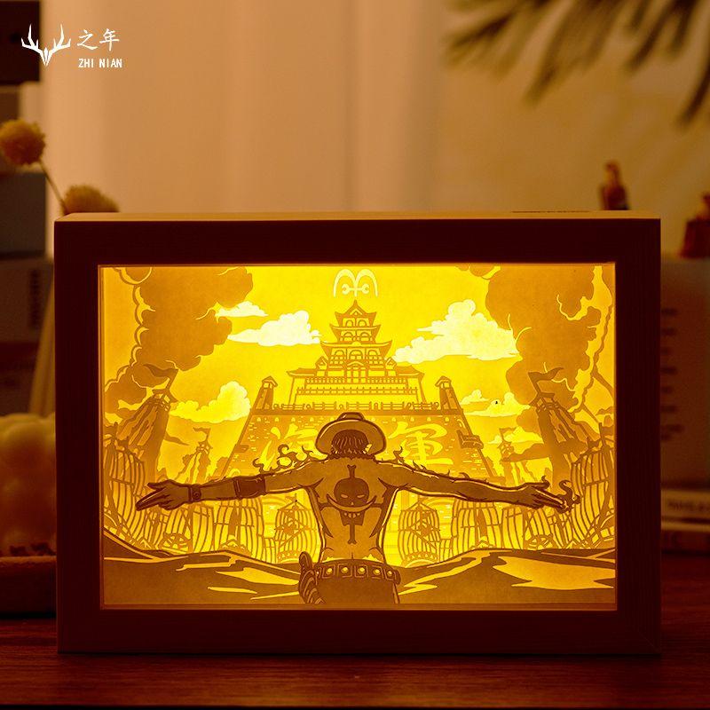 One Piece 3D Paper Carving USB Lamp - Luffy, Zoro, Ace, Nika Form, Creative Gift for Men, Premium Birthday Decoration