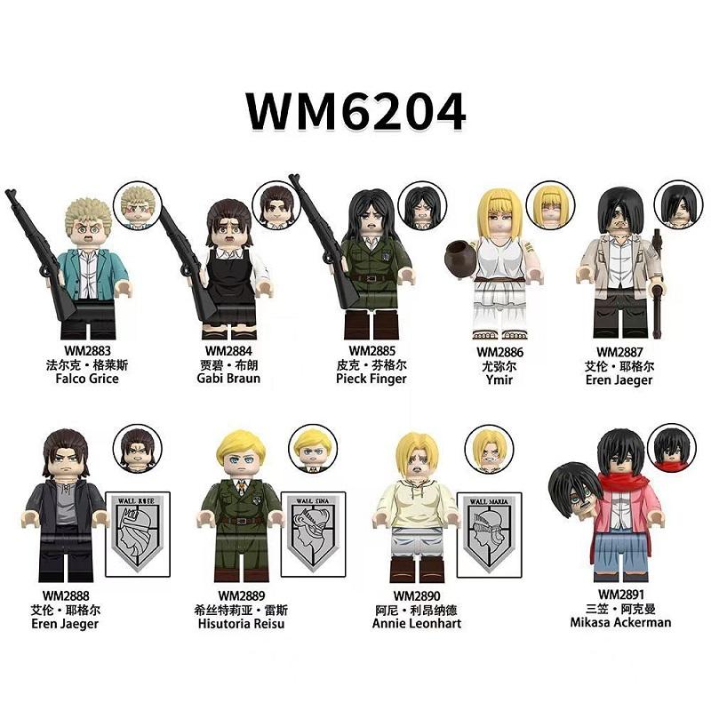 Scout Regiment Brick Minifigure Set – Mikasa, Levi, Armin & Hange Giant Hunter Building Blocks, Anime Gift
