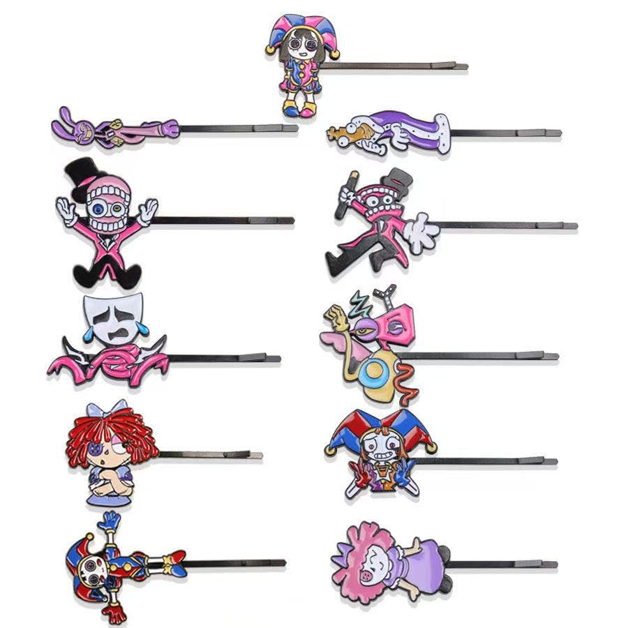 The Amazing Digital Circus Bobby Pins - TADC Pomni, Jax & Caine Hair Clips - Kawaii Anime Hair Accessories for Girls & Teens - 11 Character Styles