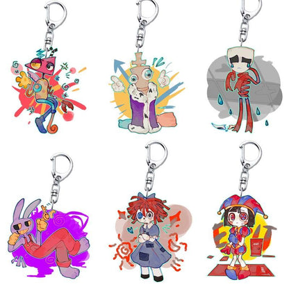 The Amazing Digital Circus Fanart Acrylic Keychains - TADC Pomni Jax Ragatha Kinger Charms - Unique Hand-Drawn Aesthetic Bag Accessories - 6 Styles