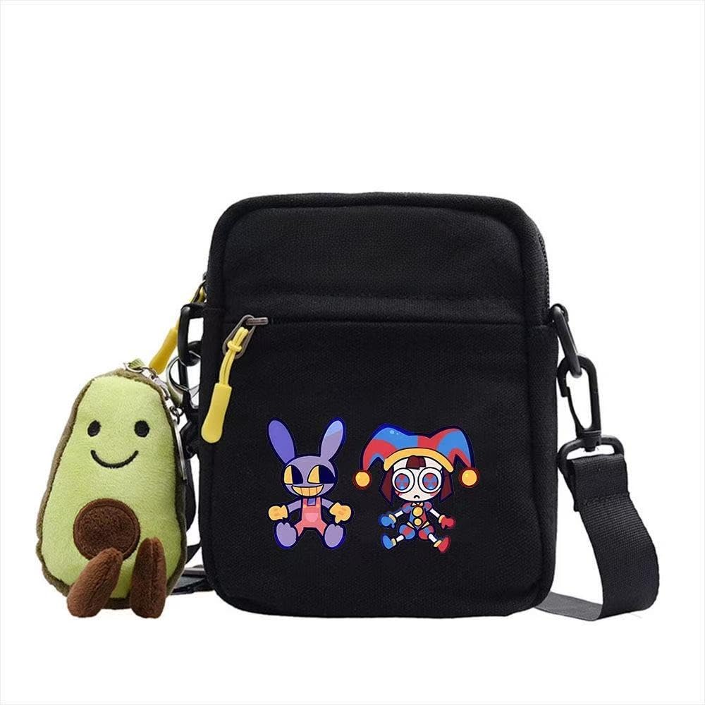 The Amazing Digital Circus Pomni Crossbody Bag - TADC Canvas Shoulder Bag - Harajuku Style Mini Messenger Pouch for Teens - Official-Style Fan Merch