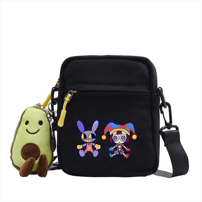 The Amazing Digital Circus Pomni Crossbody Bag - TADC Canvas Shoulder Bag - Harajuku Style Mini Messenger Pouch for Teens - Official-Style Fan Merch