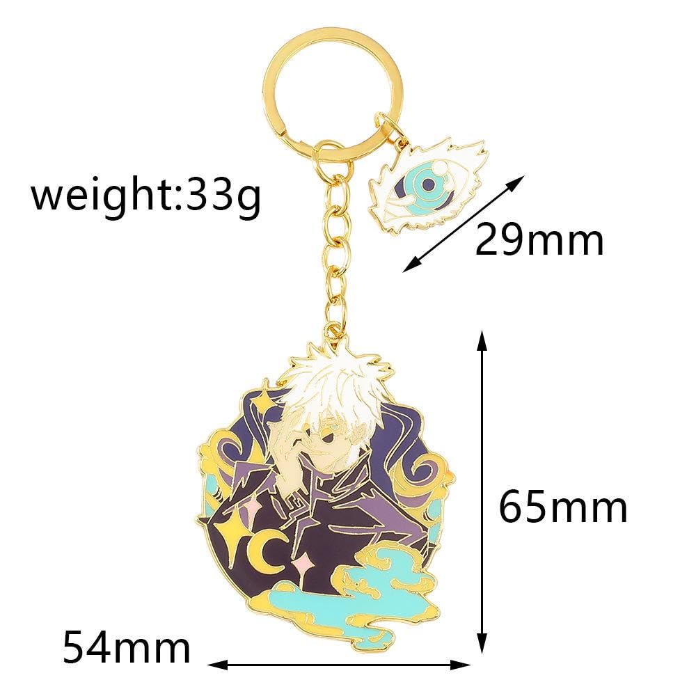 Anime Sorcery School Keychain Set – Blue Infinity, Gojo Satoru, Itadori Yuji, Toji, Nanami,  Metal Charms Pendant for Fans