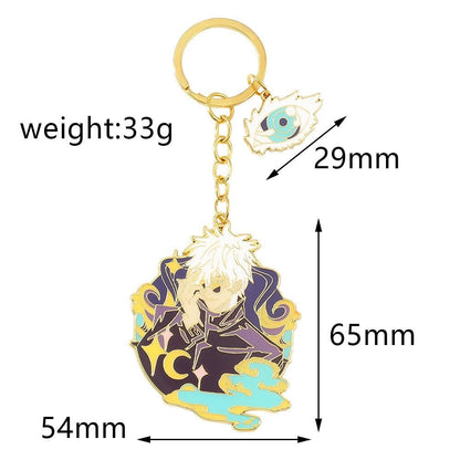 Anime Sorcery School Keychain Set – Blue Infinity, Gojo Satoru, Itadori Yuji, Toji, Nanami,  Metal Charms Pendant for Fans