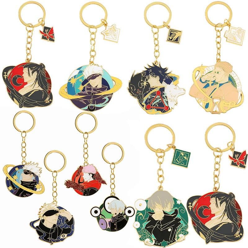 Anime Sorcery School Keychain Set – Blue Infinity, Gojo Satoru, Itadori Yuji, Toji, Nanami,  Metal Charms Pendant for Fans
