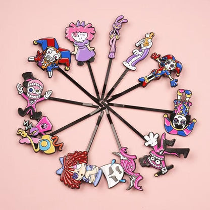 The Amazing Digital Circus Bobby Pins - TADC Pomni, Jax & Caine Hair Clips - Kawaii Anime Hair Accessories for Girls & Teens - 11 Character Styles