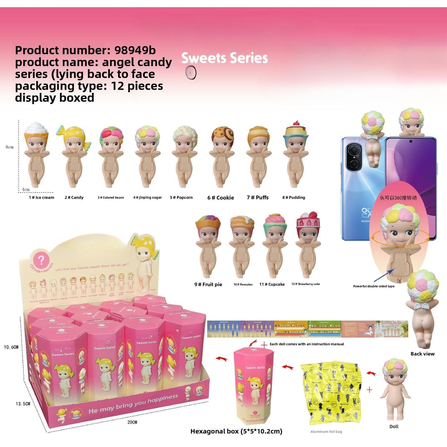 Angel Resting Pose Blind Box – Sonny Bug's Word Series,Kawaii Desk Decor Figure,Cute Cupid Desk Ornament & Phone Decoration Anime-Style Collectible Figure Toy Gift