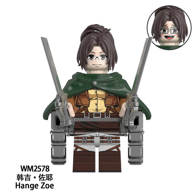 Scout Regiment Brick Minifigure Set – Mikasa, Levi, Armin & Hange Giant Hunter Building Blocks, Anime Gift