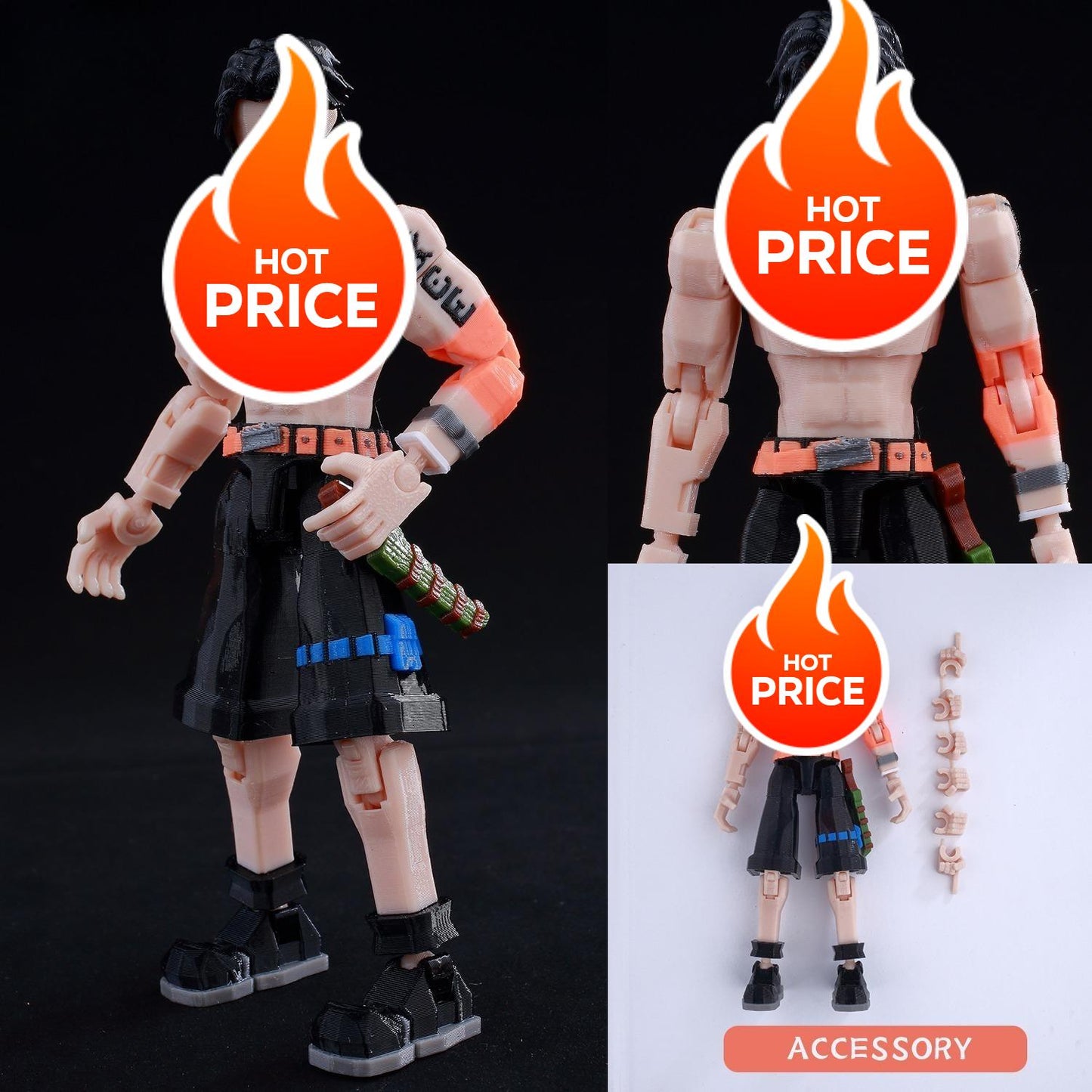 3D Printed Multi-Jointed Action Figure – Demon SlayerTanjiro Inspired Poseable Anime Model, Movable Collectible Gift