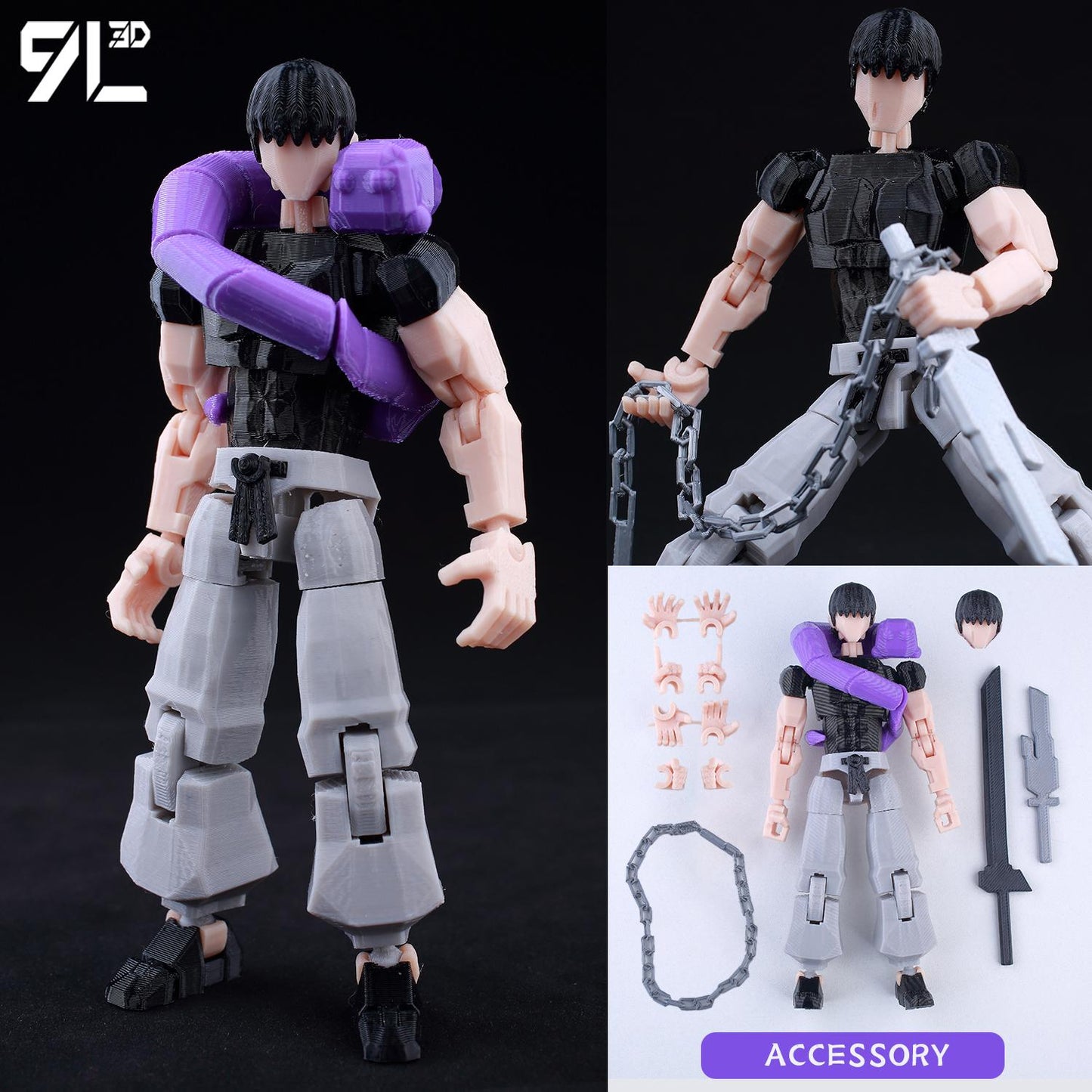 3D Printed Articulated Toji Fushiguro Action Figure – Poseable Jujutsu Kaisen Anime Collectible Model Toy Gift for Fans