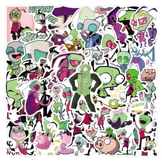 110Pcs Invader Zim Sticker Pack - GIR Dog Suit & Robot Vinyl Decals - Waterproof 2000s Nostalgia Alt Goth Merch for Laptops, Water Bottles & Skateboards