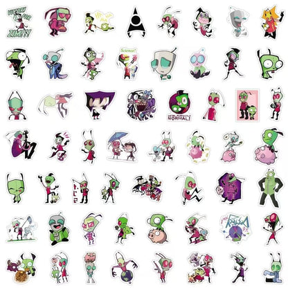 110Pcs Invader Zim Sticker Pack - GIR Dog Suit & Robot Vinyl Decals - Waterproof 2000s Nostalgia Alt Goth Merch for Laptops, Water Bottles & Skateboards