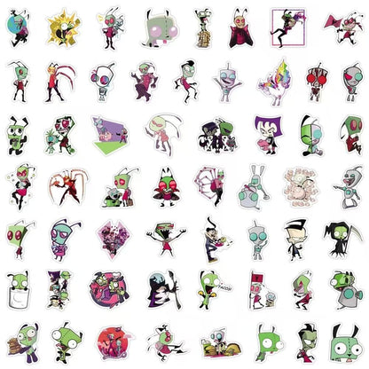 110Pcs Invader Zim Sticker Pack - GIR Dog Suit & Robot Vinyl Decals - Waterproof 2000s Nostalgia Alt Goth Merch for Laptops, Water Bottles & Skateboards