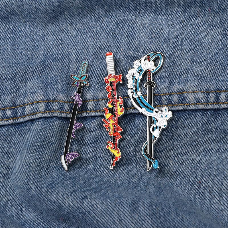 Anime-Inspired Metal Badge Pin – Slayer Corps Weapon & Breathing Style Giyu Tomioka Kanao Tsuyuri Design, Fashion Accessory Gift for Fans