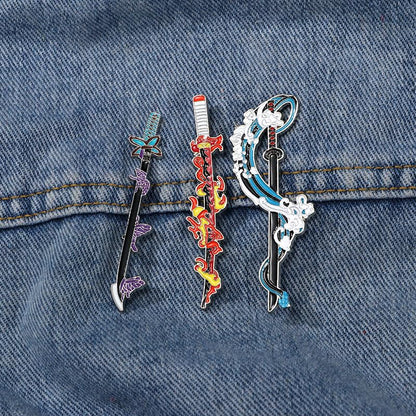 Anime-Inspired Metal Badge Pin – Slayer Corps Weapon & Breathing Style Giyu Tomioka Kanao Tsuyuri Design, Fashion Accessory Gift for Fans