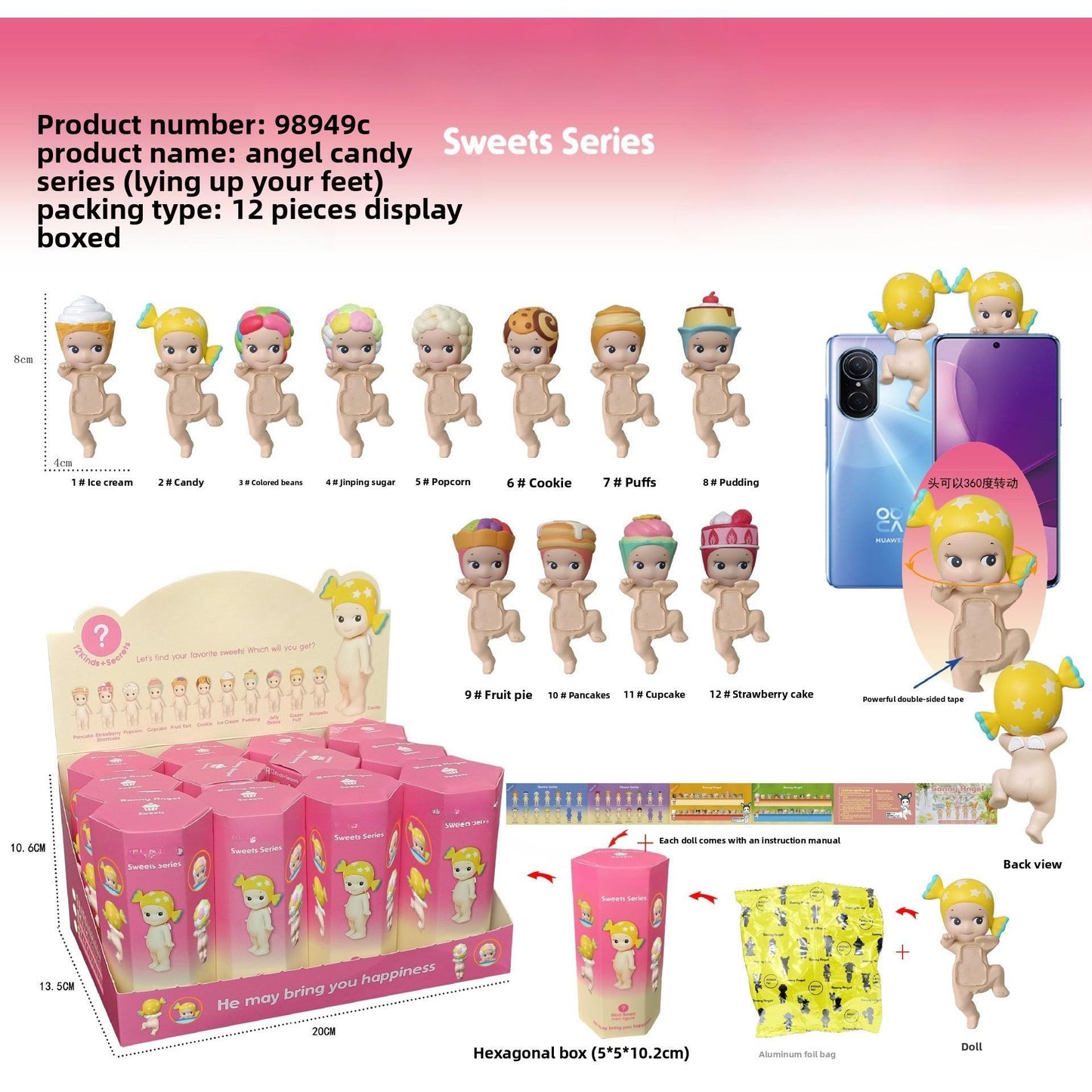 Angel Resting Pose Blind Box – Sonny Bug's Word Series,Kawaii Desk Decor Figure,Cute Cupid Desk Ornament & Phone Decoration Anime-Style Collectible Figure Toy Gift