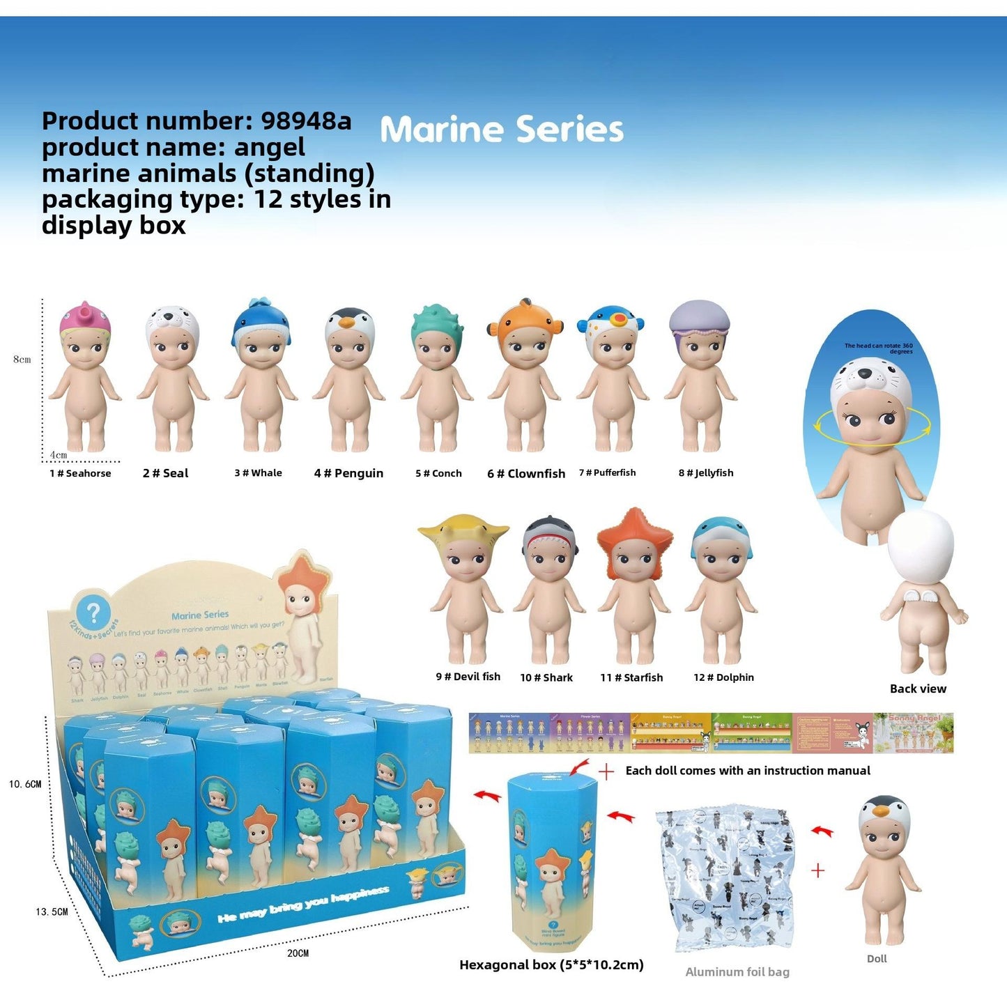 Angel Resting Pose Blind Box – Sonny Bug's Word Series,Kawaii Desk Decor Figure,Cute Cupid Desk Ornament & Phone Decoration Anime-Style Collectible Figure Toy Gift