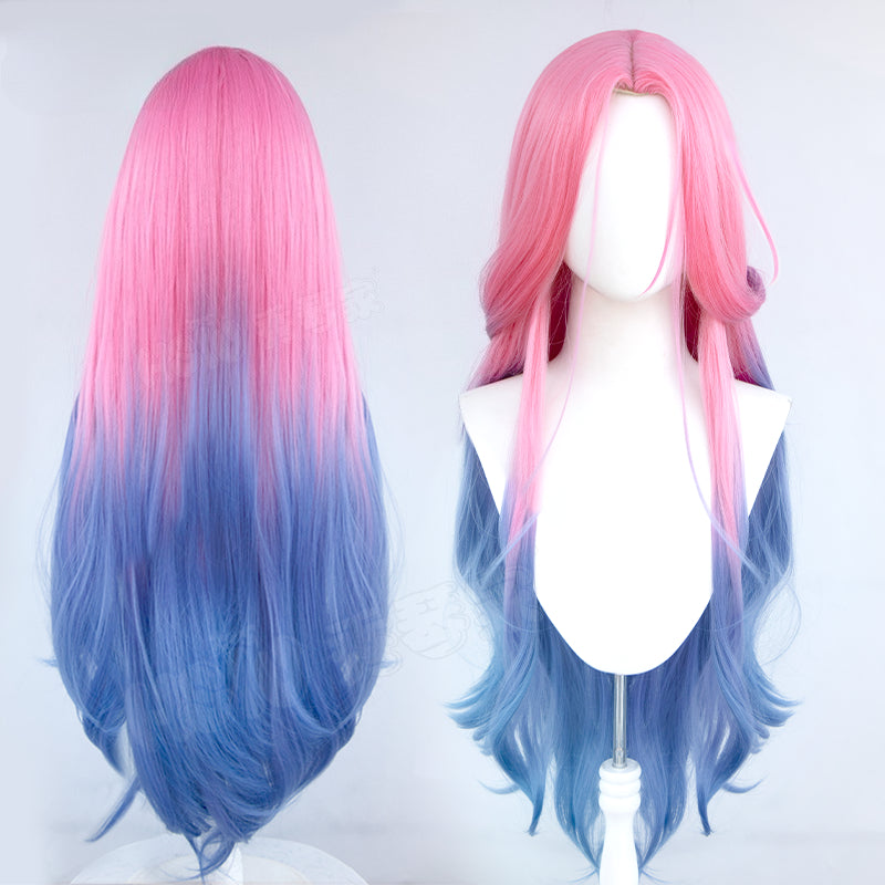 Alien Stage Mizi Clematis Cosplay Costume & Wig Set - Round 3 Stage Performance Dress - ALNST Pink to Blue Gradient 80cm Hair Full Outfit