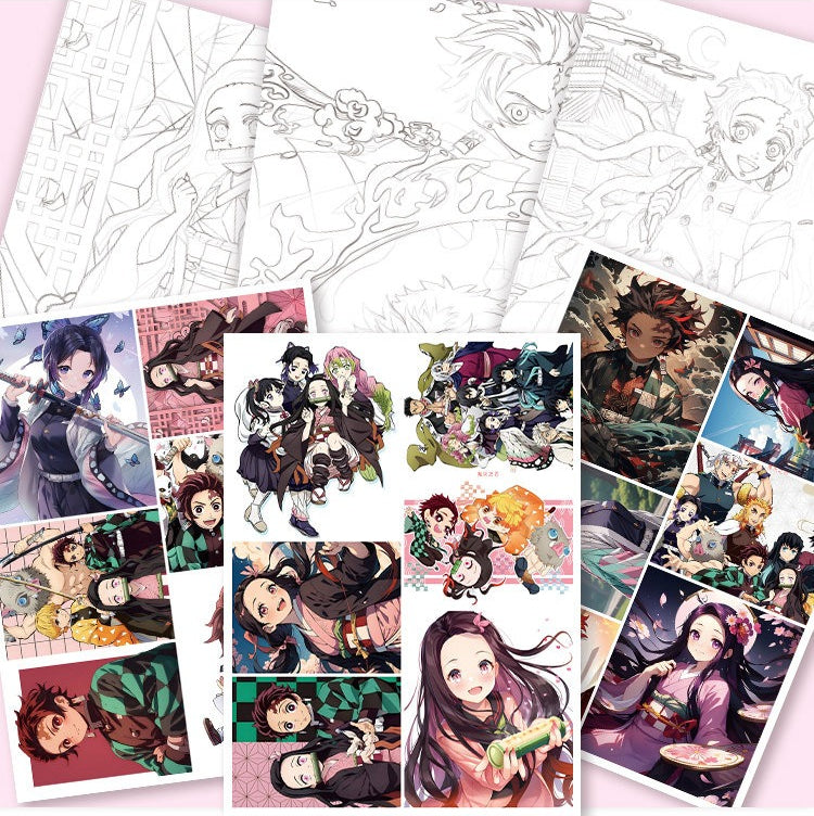 Demon Slayer DIY Coloring Book - 24 Sheet Line Art Tracing Kit