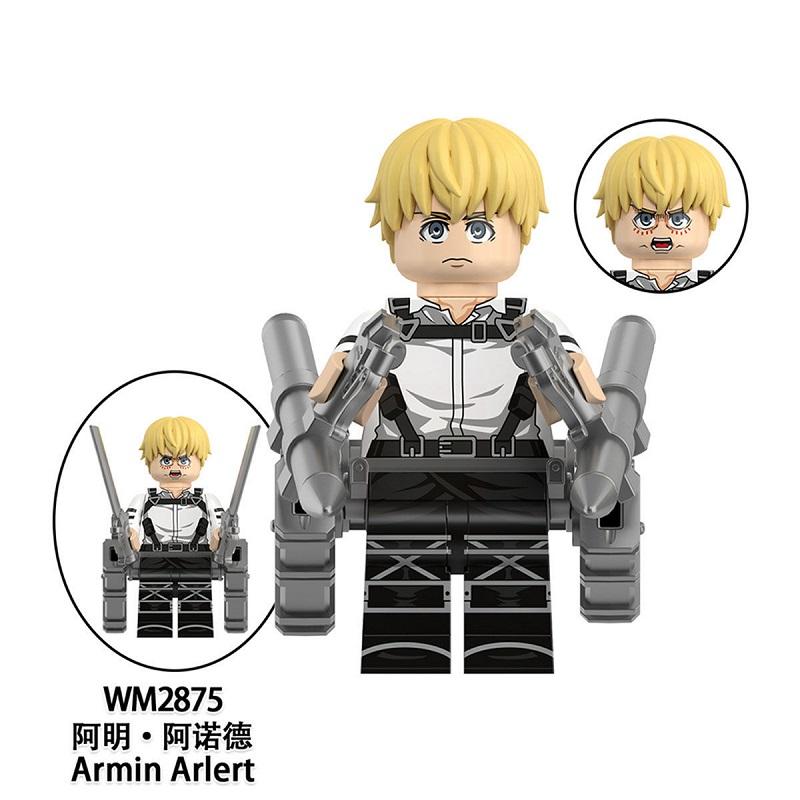 Scout Regiment Brick Minifigure Set – Mikasa, Levi, Armin & Hange Giant Hunter Building Blocks, Anime Gift