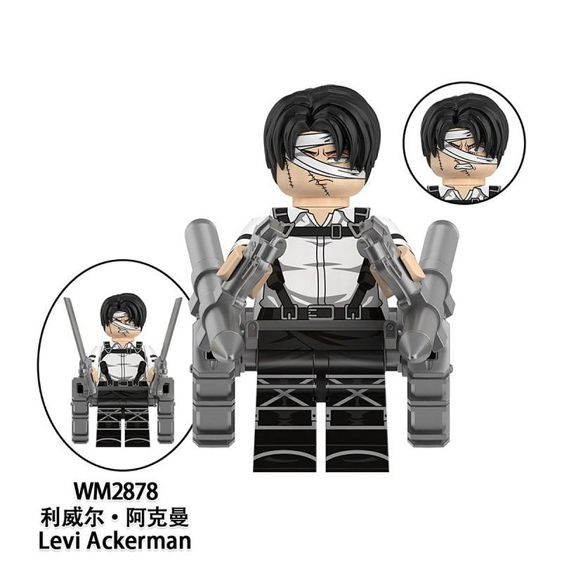 Scout Regiment Brick Minifigure Set – Mikasa, Levi, Armin & Hange Giant Hunter Building Blocks, Anime Gift