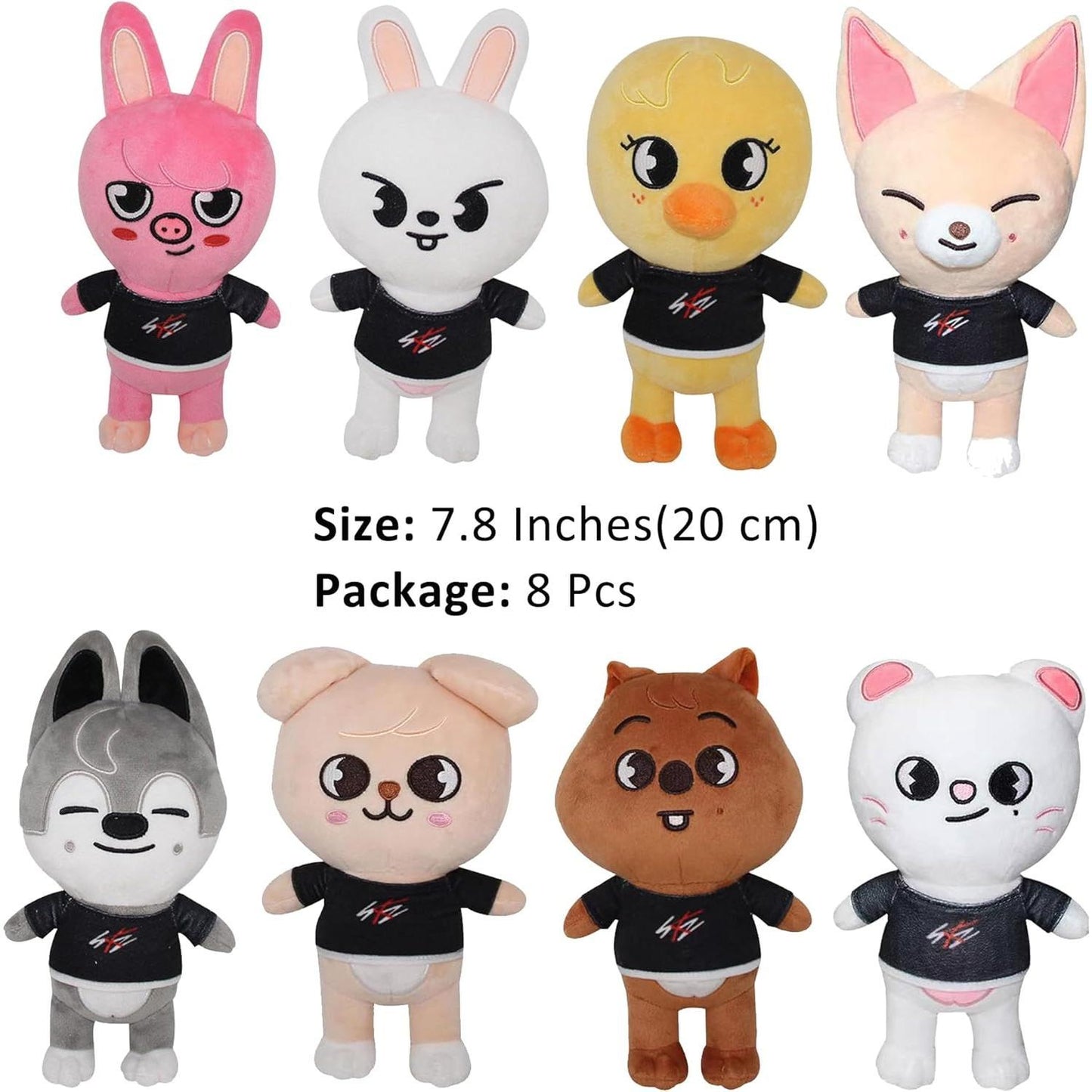 8 PCS Skzoo Plushies Stray Kids Plush Toys Set 8 Inches Cute Stuffed Animals Toy Stray Kids Ideas for Fans Boys and Girls