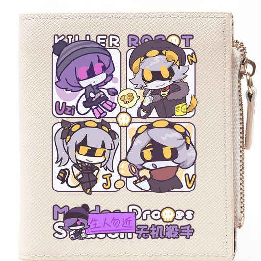 Murder Drones Multi-Slot Wallet & Card Holder - TADC Uzi, N, V, J Chibi Fan Art Purse - Compact Zipper Pocketbook for Students & Fans - 2 Sizes Available