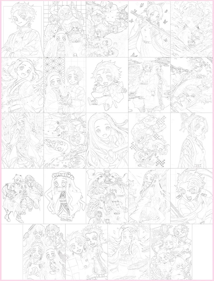 Demon Slayer DIY Coloring Book - 24 Sheet Line Art Tracing Kit