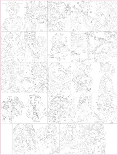 Demon Slayer DIY Coloring Book - 24 Sheet Line Art Tracing Kit