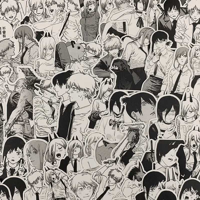 Anime Manga Stickers - B&W JJK & More Figures Pack