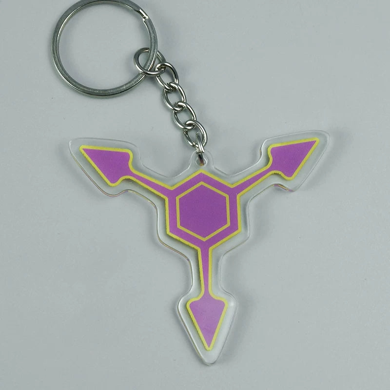 Murder Drones Absolute Solver Acrylic Keychains - MD Uzi (Purple), Cyn (Yellow) & Doll (Red) Inspired Charms - Multi-Color AS Symbol Bag Pendants - Indie Animation Fan Collectibles