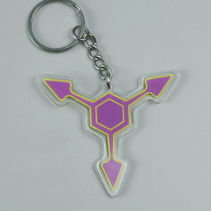 Murder Drones Absolute Solver Acrylic Keychains - MD Uzi (Purple), Cyn (Yellow) & Doll (Red) Inspired Charms - Multi-Color AS Symbol Bag Pendants - Indie Animation Fan Collectibles