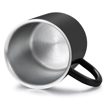 Murder Drones Stainless Steel Mug with Lid - Official Glitch Logo 304 Insulated Coffee Cup - 12oz Black Matte Metal Teacup for MD Fans & Gamers - Sci-Fi Indie Animation Merch