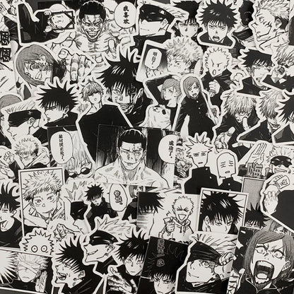 Anime Manga Stickers - B&W JJK & More Figures Pack
