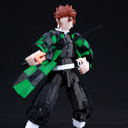 Tanjiro 3D Printed Action Figure - 15cm Ultra Poseable