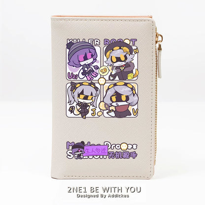 Murder Drones Multi-Slot Wallet & Card Holder - TADC Uzi, N, V, J Chibi Fan Art Purse - Compact Zipper Pocketbook for Students & Fans - 2 Sizes Available