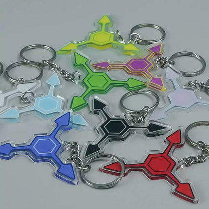 Murder Drones Absolute Solver Acrylic Keychains - MD Uzi (Purple), Cyn (Yellow) & Doll (Red) Inspired Charms - Multi-Color AS Symbol Bag Pendants - Indie Animation Fan Collectibles