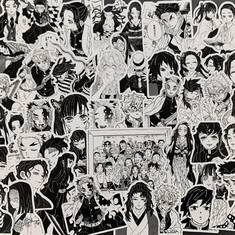 Anime Manga Stickers - B&W JJK & More Figures Pack