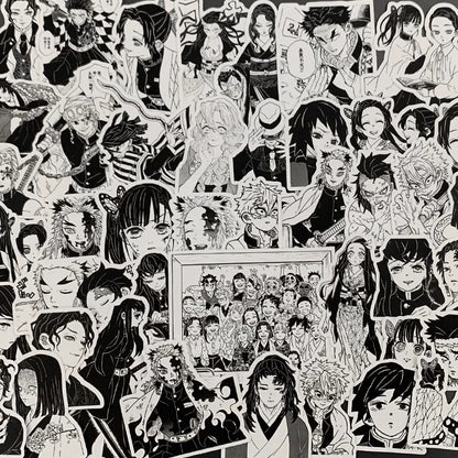 Anime Manga Stickers - B&W JJK & More Figures Pack