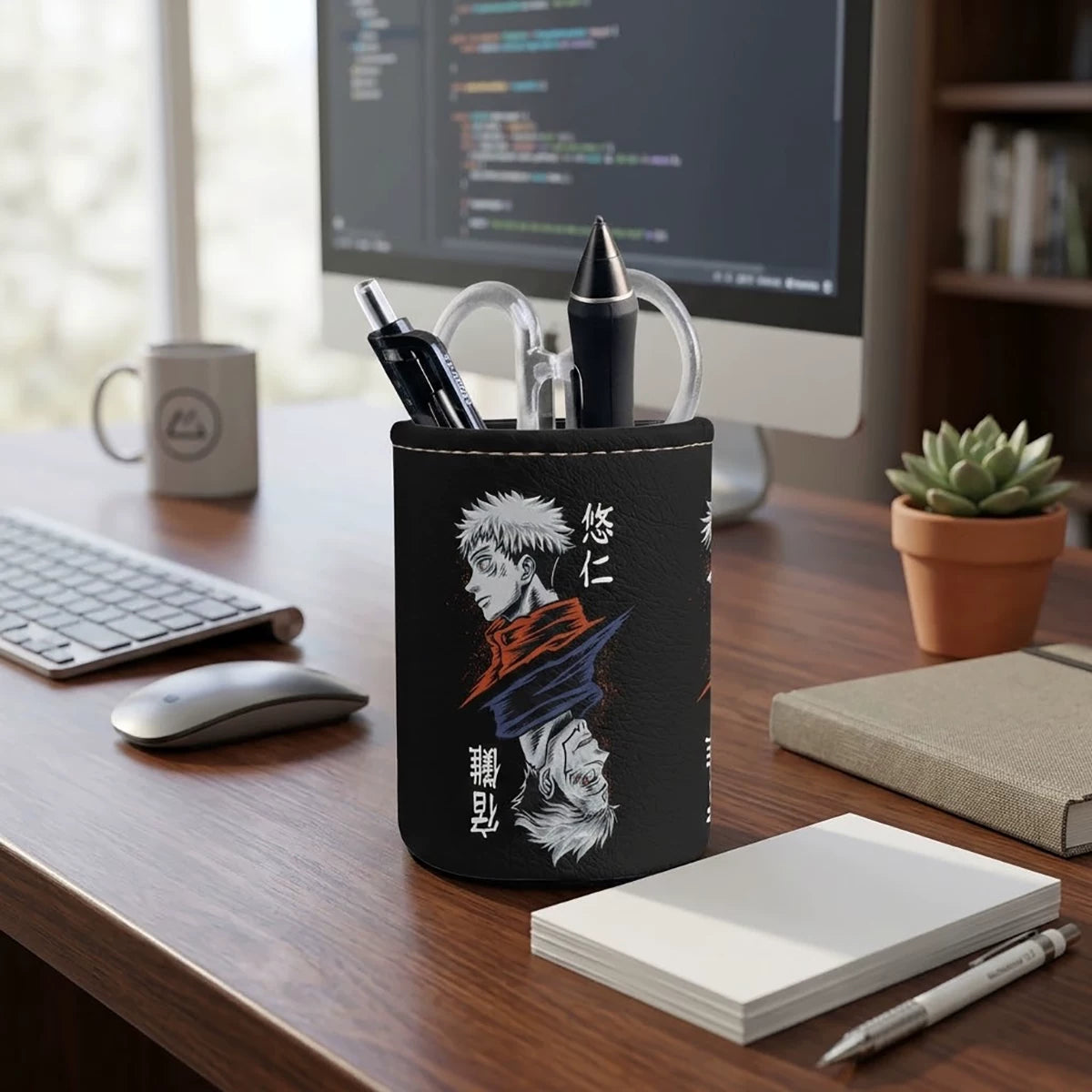 Jujutsu Kaisen Premium PU Leather Pen Holder - Gojo Satoru Desktop Organizer