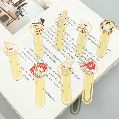 The Amazing Digital Circus Metal Bookmarks - TADC Enamel Page Clips - Jax, Pomni & Caine Gold-Tone Book Markers - Reading Accessories for Students & Bookworms