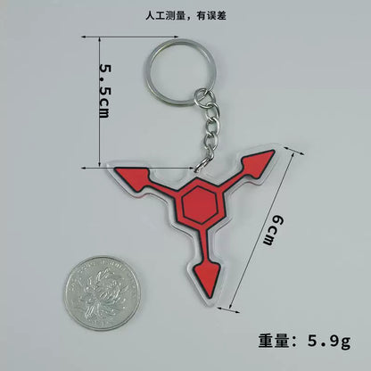 Murder Drones Absolute Solver Acrylic Keychains - MD Uzi (Purple), Cyn (Yellow) & Doll (Red) Inspired Charms - Multi-Color AS Symbol Bag Pendants - Indie Animation Fan Collectibles
