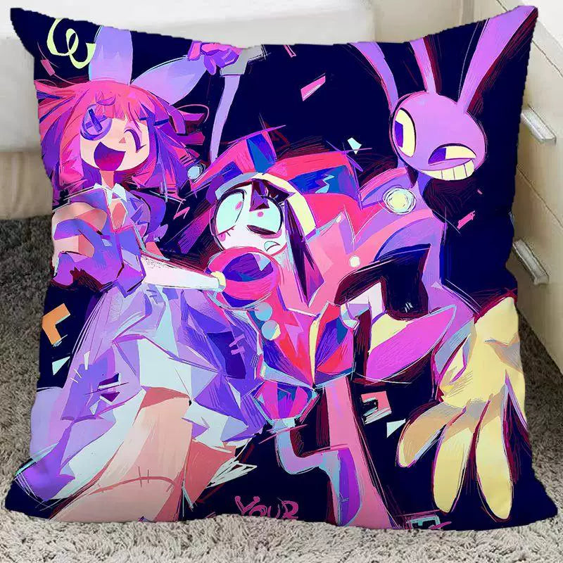 The Amazing Digital Circus Throw Pillow Cases - TADC Pomni & Jax Decorative Cushion Covers - Soft HD Print Pillowcases for Sofa & Bedroom Decor - Multiple Styles