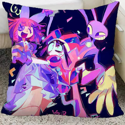 The Amazing Digital Circus Throw Pillow Cases - TADC Pomni & Jax Decorative Cushion Covers - Soft HD Print Pillowcases for Sofa & Bedroom Decor - Multiple Styles