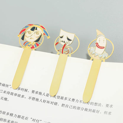 The Amazing Digital Circus Metal Bookmarks - TADC Enamel Page Clips - Jax, Pomni & Caine Gold-Tone Book Markers - Reading Accessories for Students & Bookworms