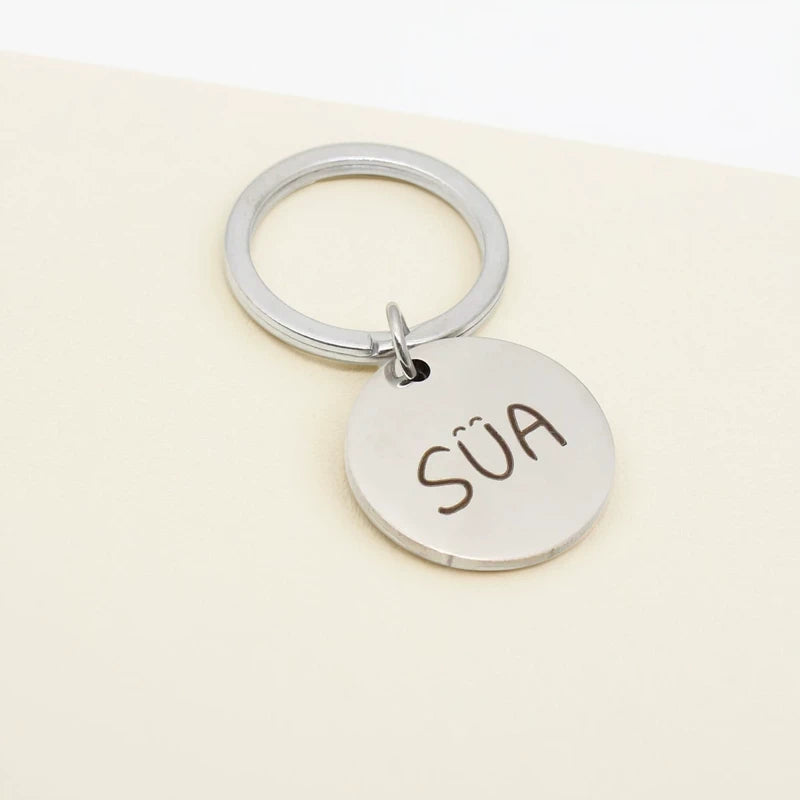 Alien Stage Character Autograph Stainless Steel Keychain - Engraved Idol Handwriting Disc Charm - ALNST Ivan Till Sua Mizi Metal Concert Keyring