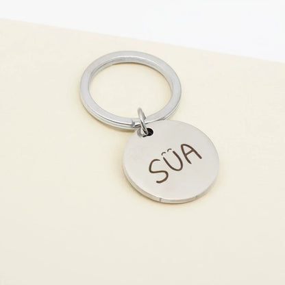 Alien Stage Character Autograph Stainless Steel Keychain - Engraved Idol Handwriting Disc Charm - ALNST Ivan Till Sua Mizi Metal Concert Keyring
