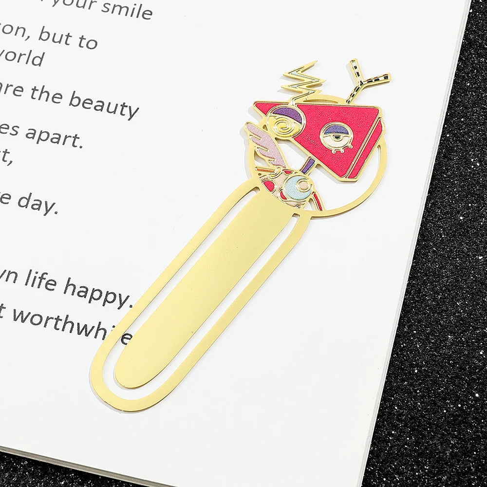 The Amazing Digital Circus Metal Bookmarks - TADC Enamel Page Clips - Jax, Pomni & Caine Gold-Tone Book Markers - Reading Accessories for Students & Bookworms