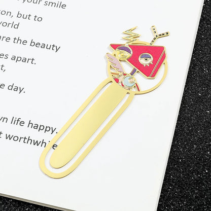 The Amazing Digital Circus Metal Bookmarks - TADC Enamel Page Clips - Jax, Pomni & Caine Gold-Tone Book Markers - Reading Accessories for Students & Bookworms