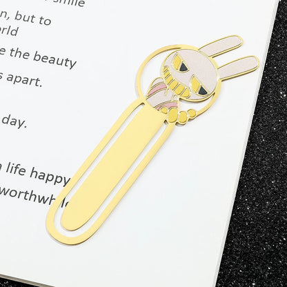 The Amazing Digital Circus Metal Bookmarks - TADC Enamel Page Clips - Jax, Pomni & Caine Gold-Tone Book Markers - Reading Accessories for Students & Bookworms